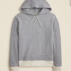 J. Crew Men’s Navy and White Striped Textured Hooded Pullover
